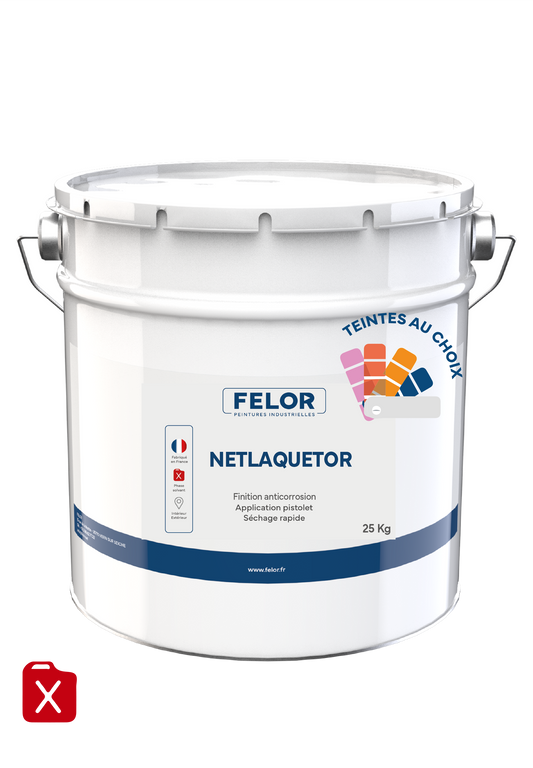 Laque de finition monocouche alkyde antirouille pour métal - Toutes teintes - NETLAQUETOR
