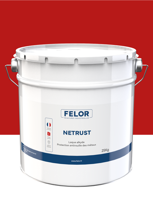 Laque de finition antirouille pour métal - Rouge RAL3001 - NETRUST