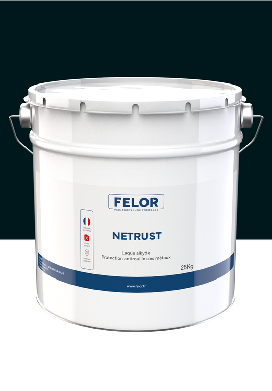 Laque de finition antirouille pour métal - Noir RAL9005 - NETRUST