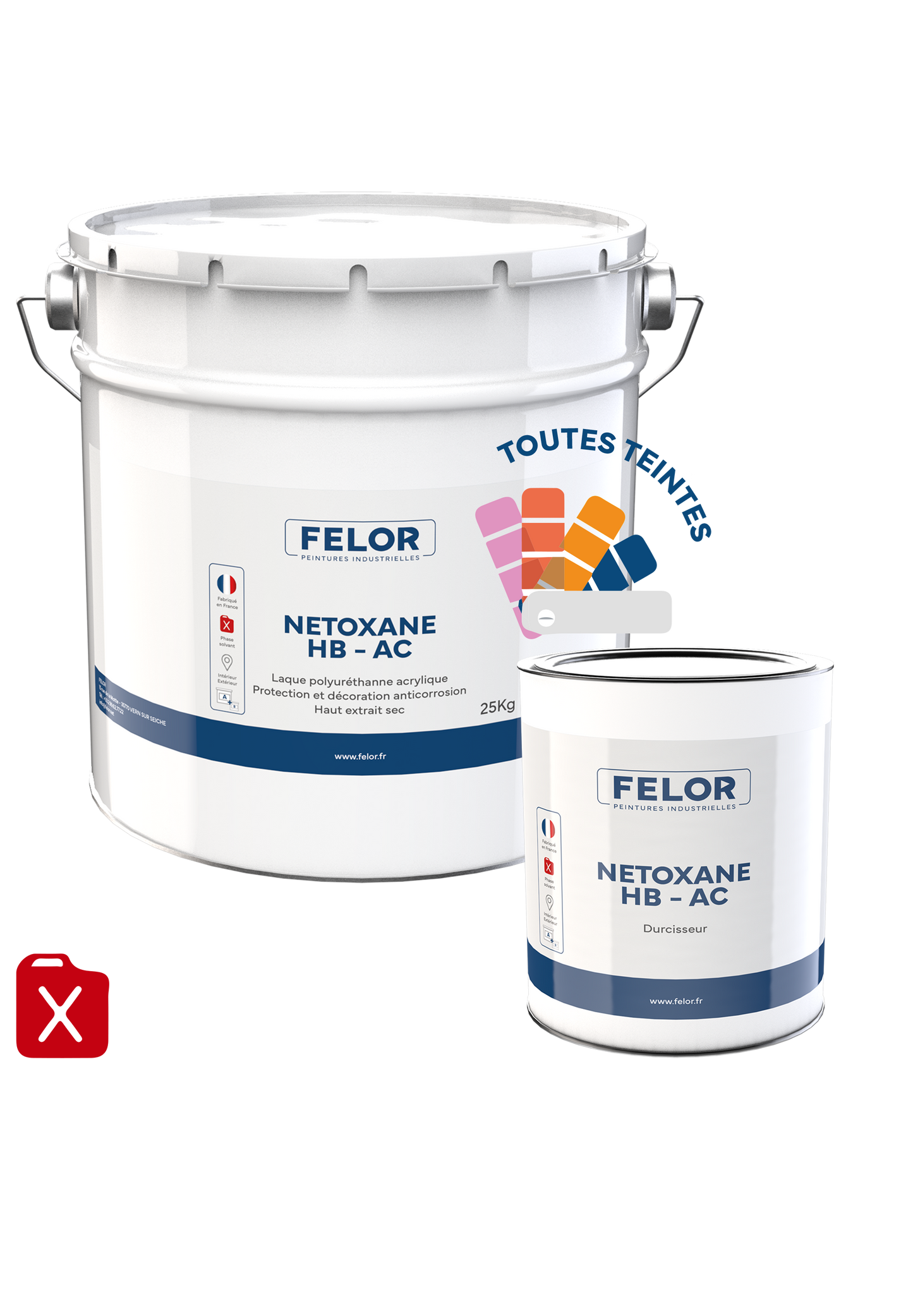 Laque de finition monocouche polyuréthane anticorrosion pour métal - toutes teintes - NETOXANE HB - AC