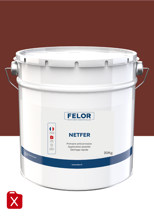 Primaire antirouille satiné pour métal - Brun/rouge - NETFER application pistolet