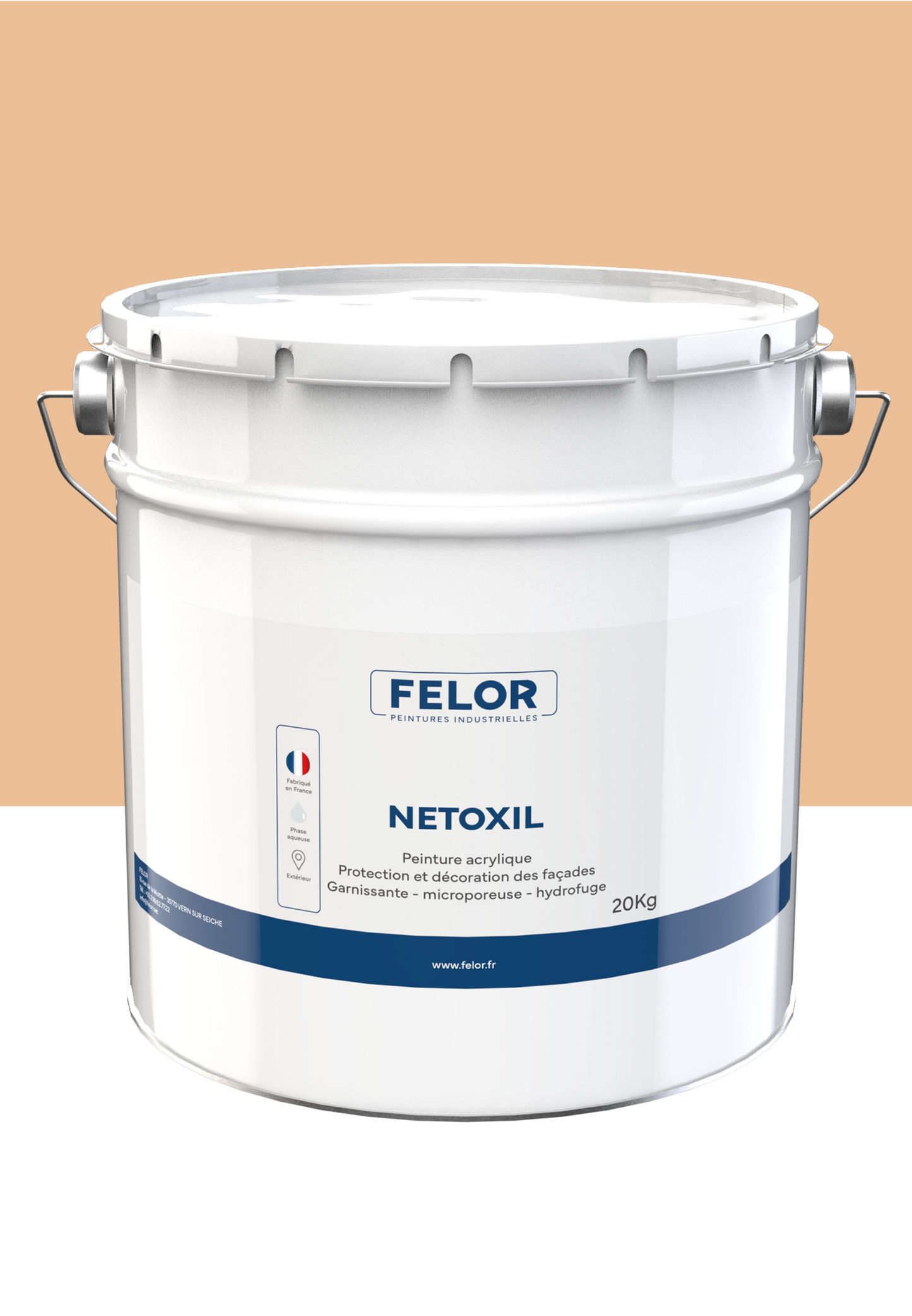 Peinture pour façade hydrofuge à base de résine siloxane film mince Autres teintes - NETOXIL