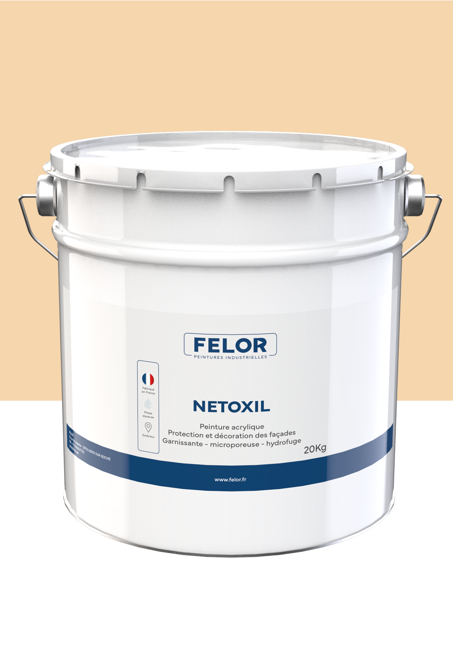 Peinture pour façade hydrofuge à base de résine siloxane film mince Autres teintes - NETOXIL