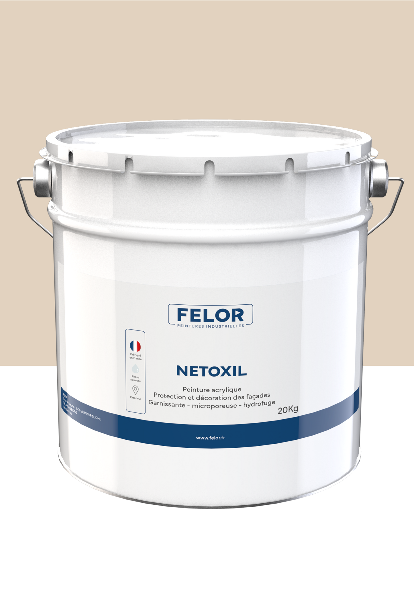Peinture pour façade hydrofuge à base de résine siloxane film mince Autres teintes - NETOXIL
