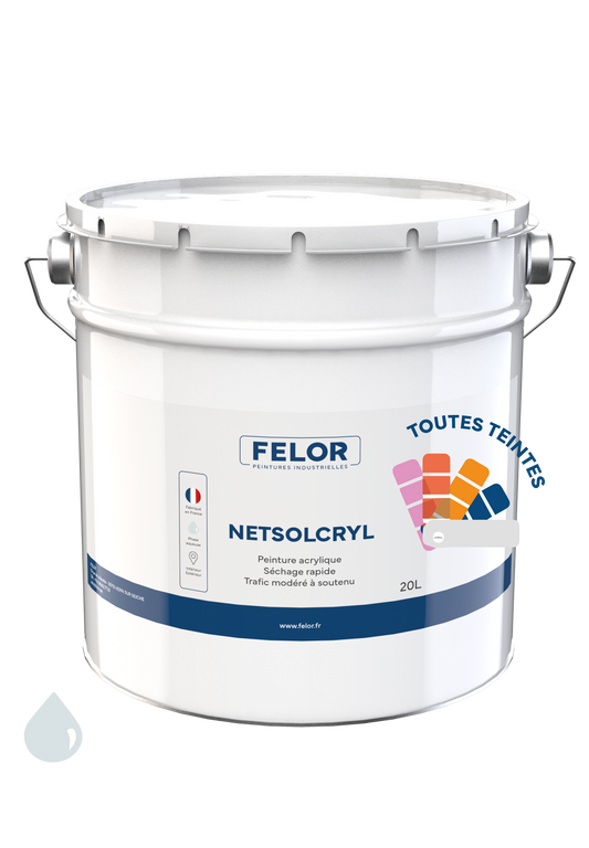 Peinture sol anti poussière intérieur et extérieur, vestiaires, locaux techniques Toutes teintes - NETSOLCRYL