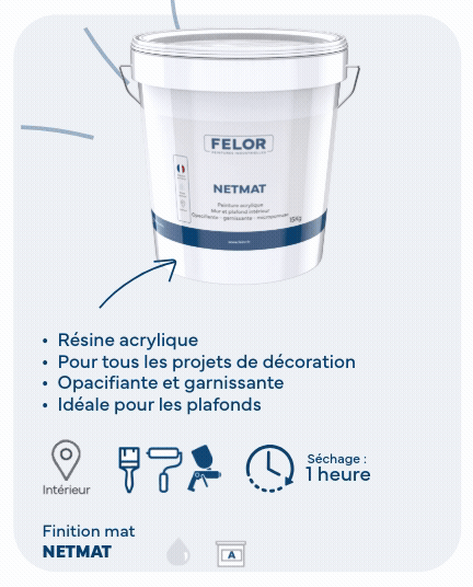 Peinture de finition mate pour plafonds et murs intérieur - Blanc - NETMAT