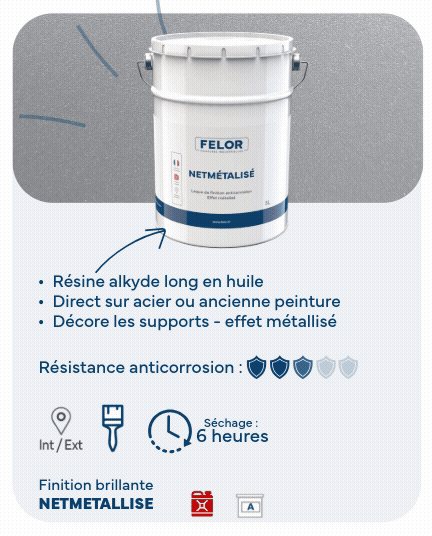 Peinture laque de finition anticorrosion à effet métallisé - NETMETALLISE