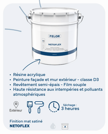 Peinture façade film semi-épais plastique pour mur et faïence Teintes au choix - NETOFLEX