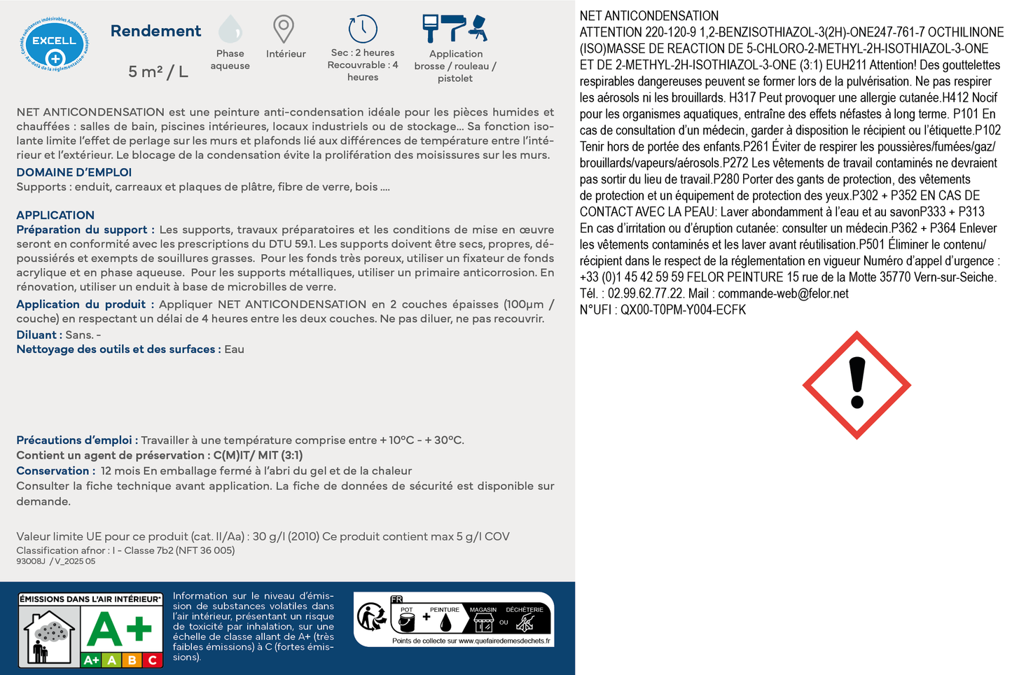 Peinture isolante thermique pour murs intérieurs, pièces humides - NET ANTICONDENSATION