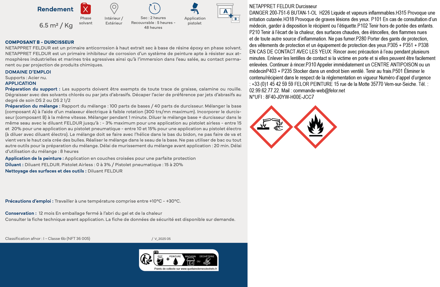 Primaire époxy antirouille mat à haut extrait sec - NETAPPRET FELDUR