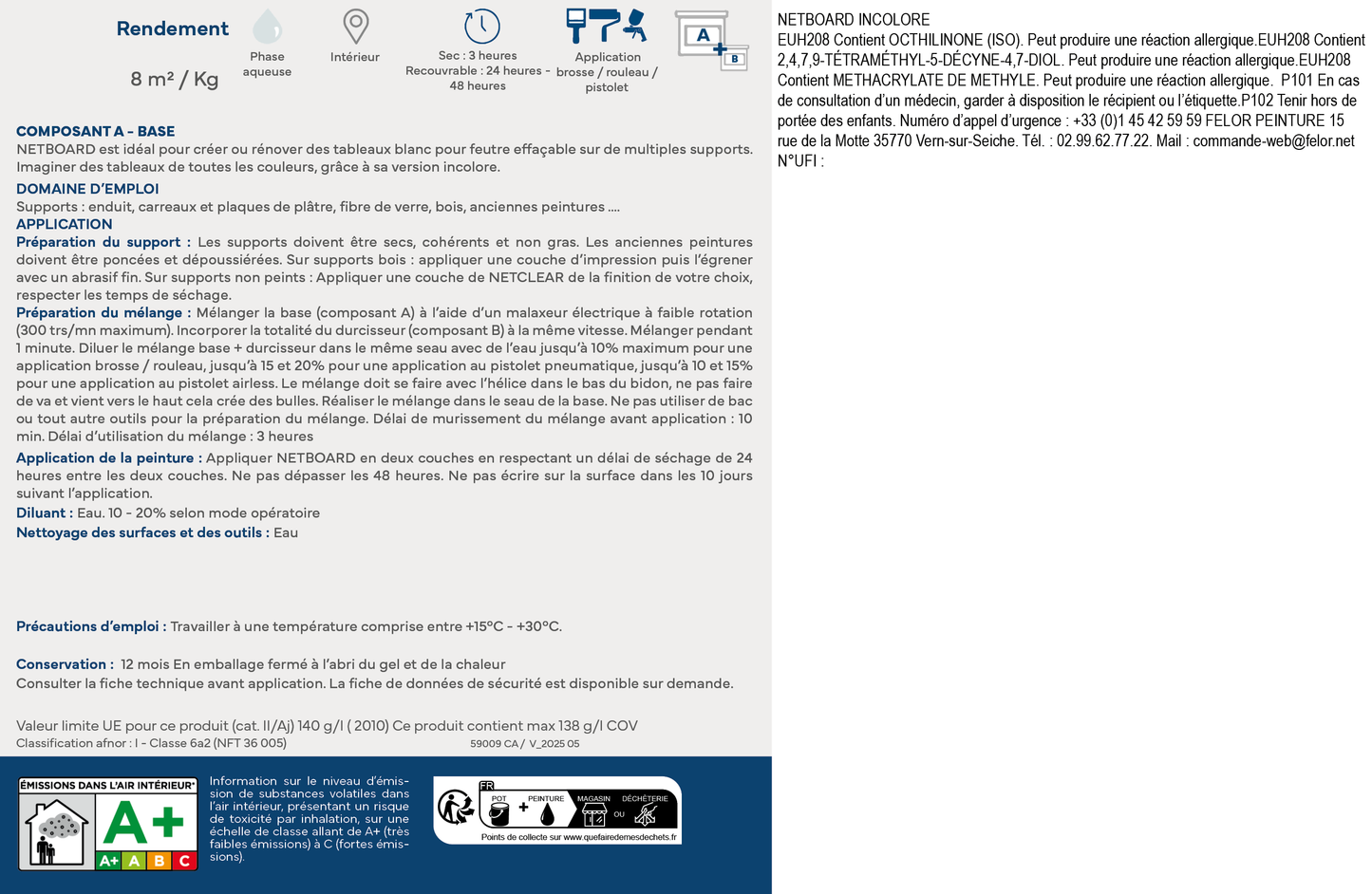 Peinture pour la réalisation et rénovation de tableau effaçable Incolore - NETBOARD