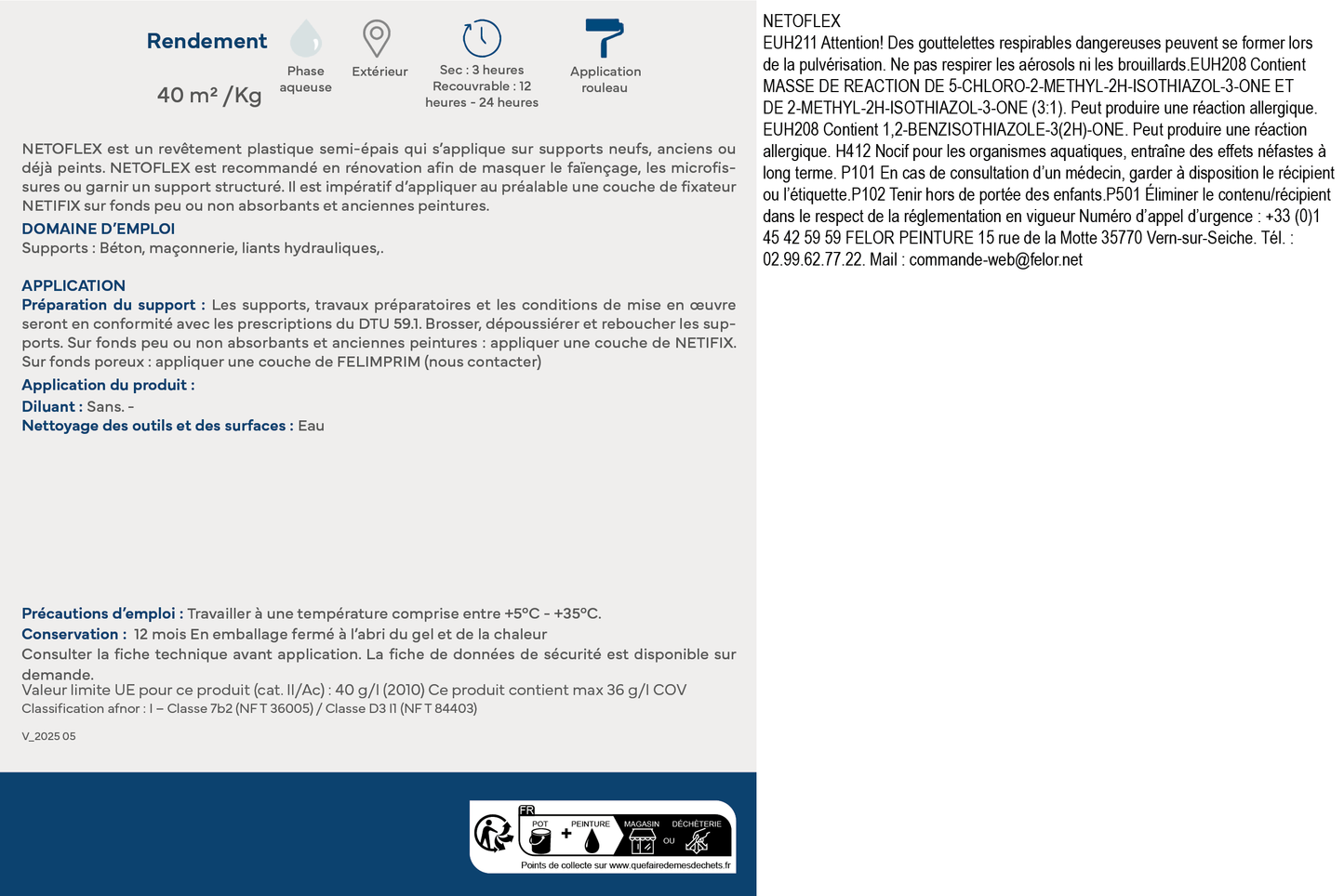 Peinture façade film semi-épais plastique pour mur faïencé Blanc - NETOFLEX