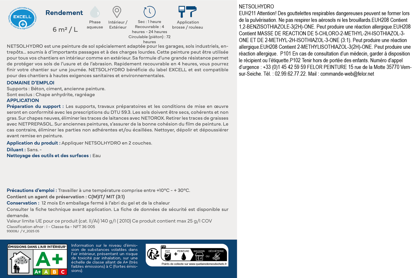Peinture sol intérieur et extérieur, garages, ateliers, magasins Toutes teintes - NETSOLHYDRO