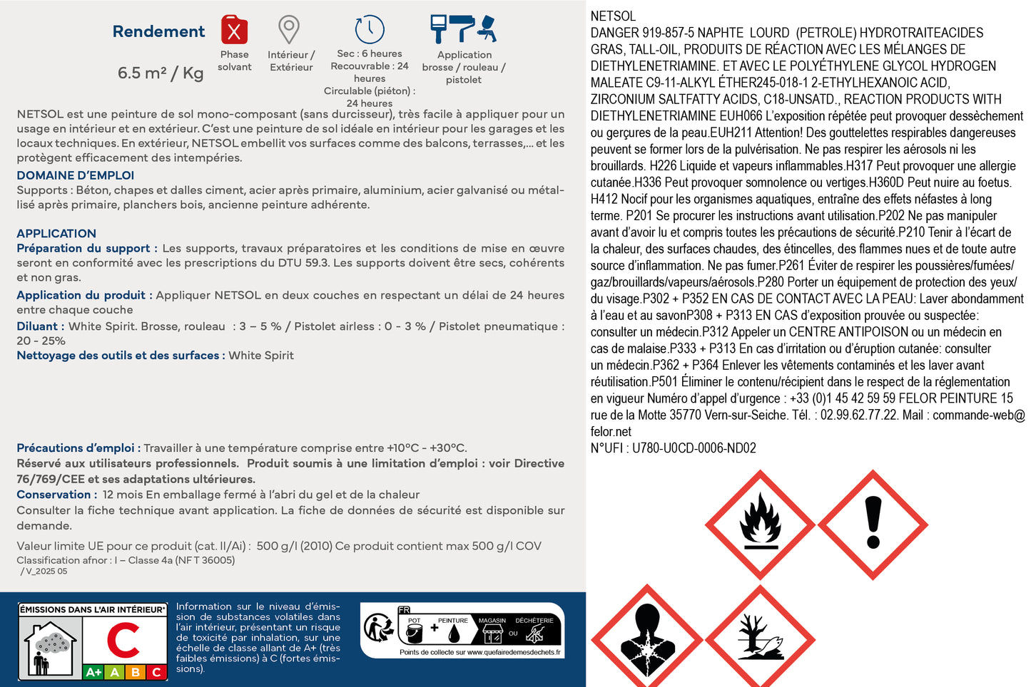 Peinture sol intérieur & extérieur - trafic léger - Gris 7040 - NETSOL