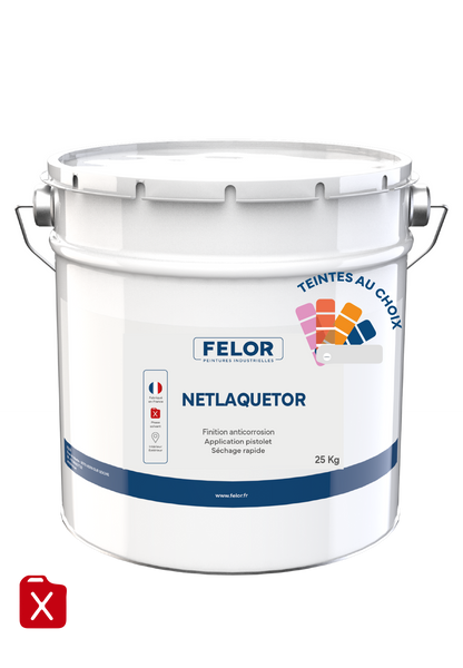 Laque de finition monocouche antirouille métal - Application pistolet - Toutes teintes - NETLAQUETOR