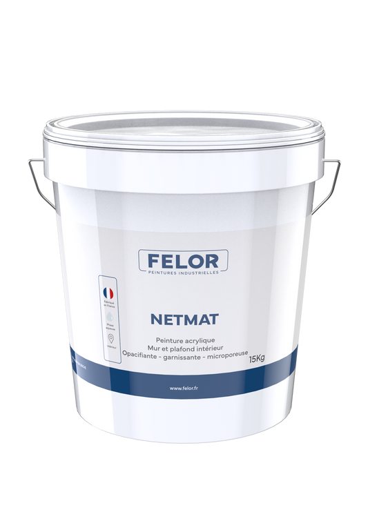 NETMAT GLYCÉRO - MAT ACRYLIQUE (15L). FINITION MATE PLAFONDS ET MURS.
