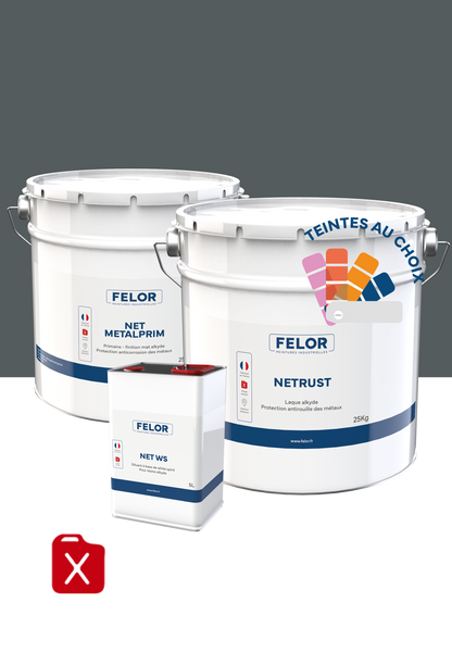 Kit antirouille primaire + finition métal au rouleau / brosse