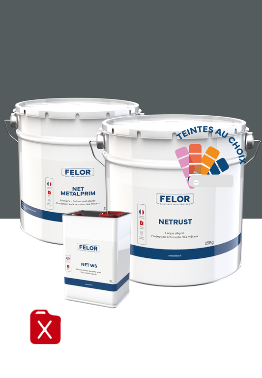 Kit antirouille primaire + finition métal au rouleau / brosse