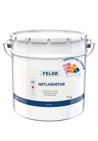 Laque de finition monocouche antirouille métal - Application pistolet - Toutes teintes - NETLAQUETOR