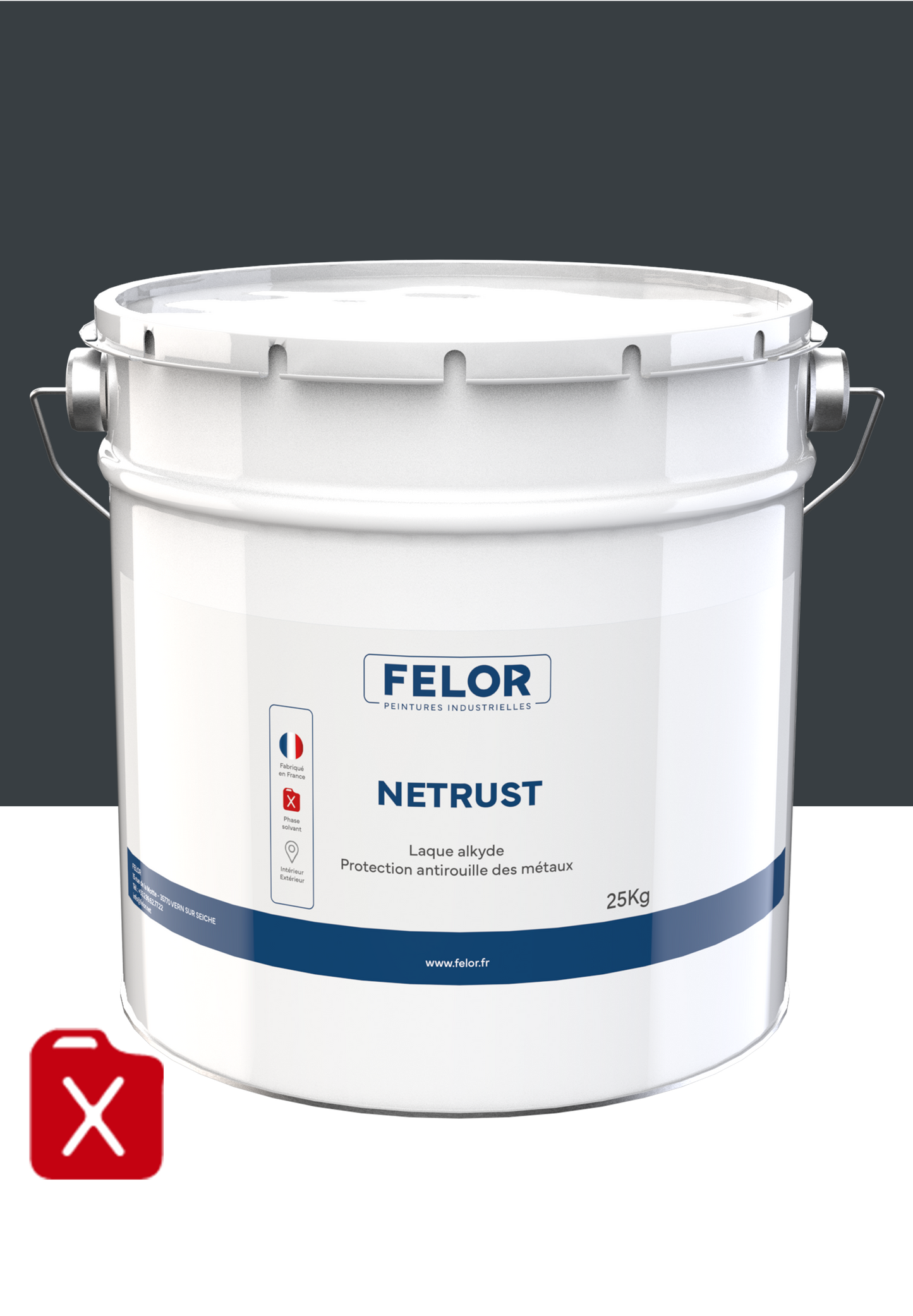 Laque de finition antirouille métal - Gris RAL7016- NETRUST