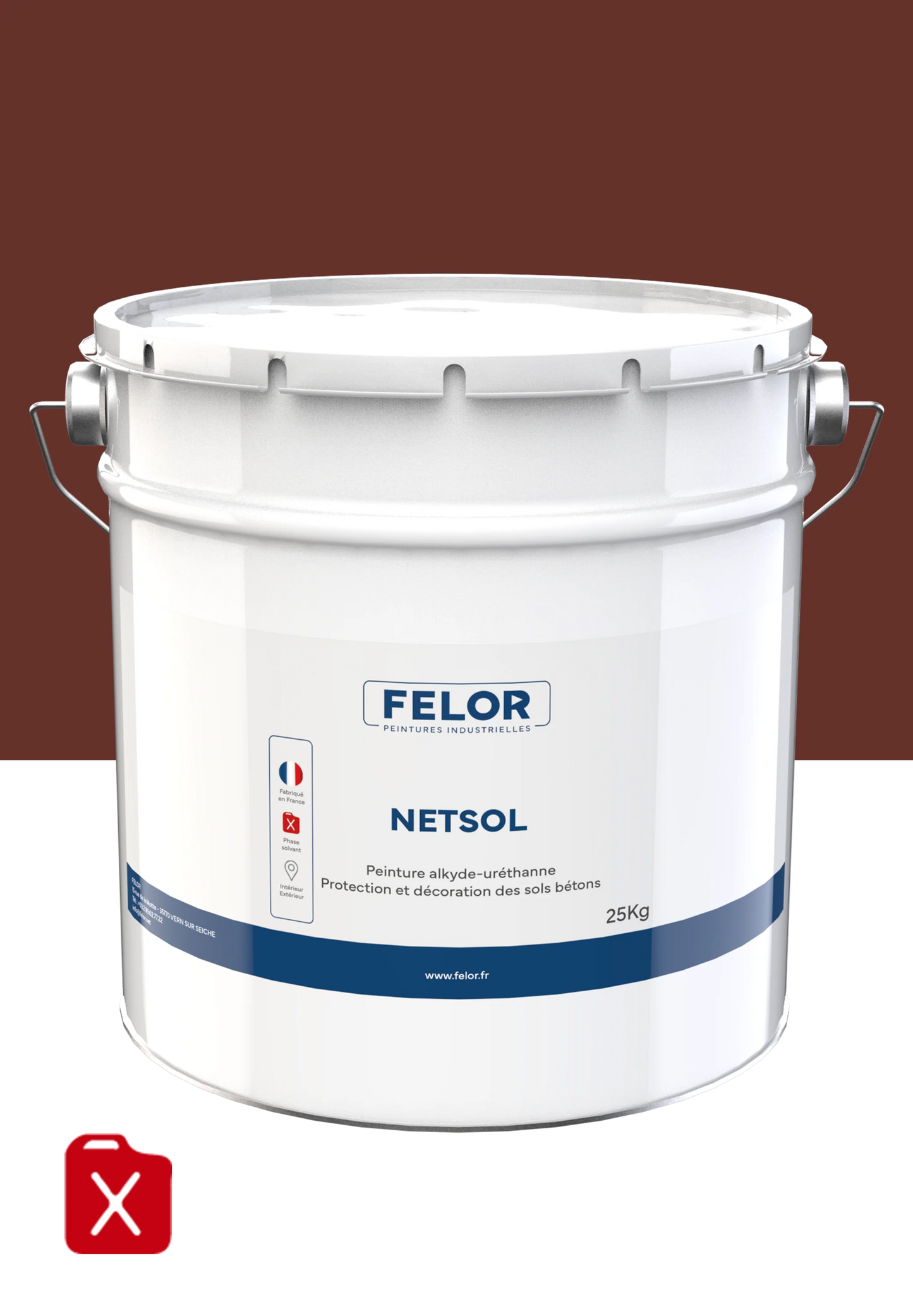 Peinture sol intérieur & extérieur - trafic léger - RAL 8012 - NETSOL