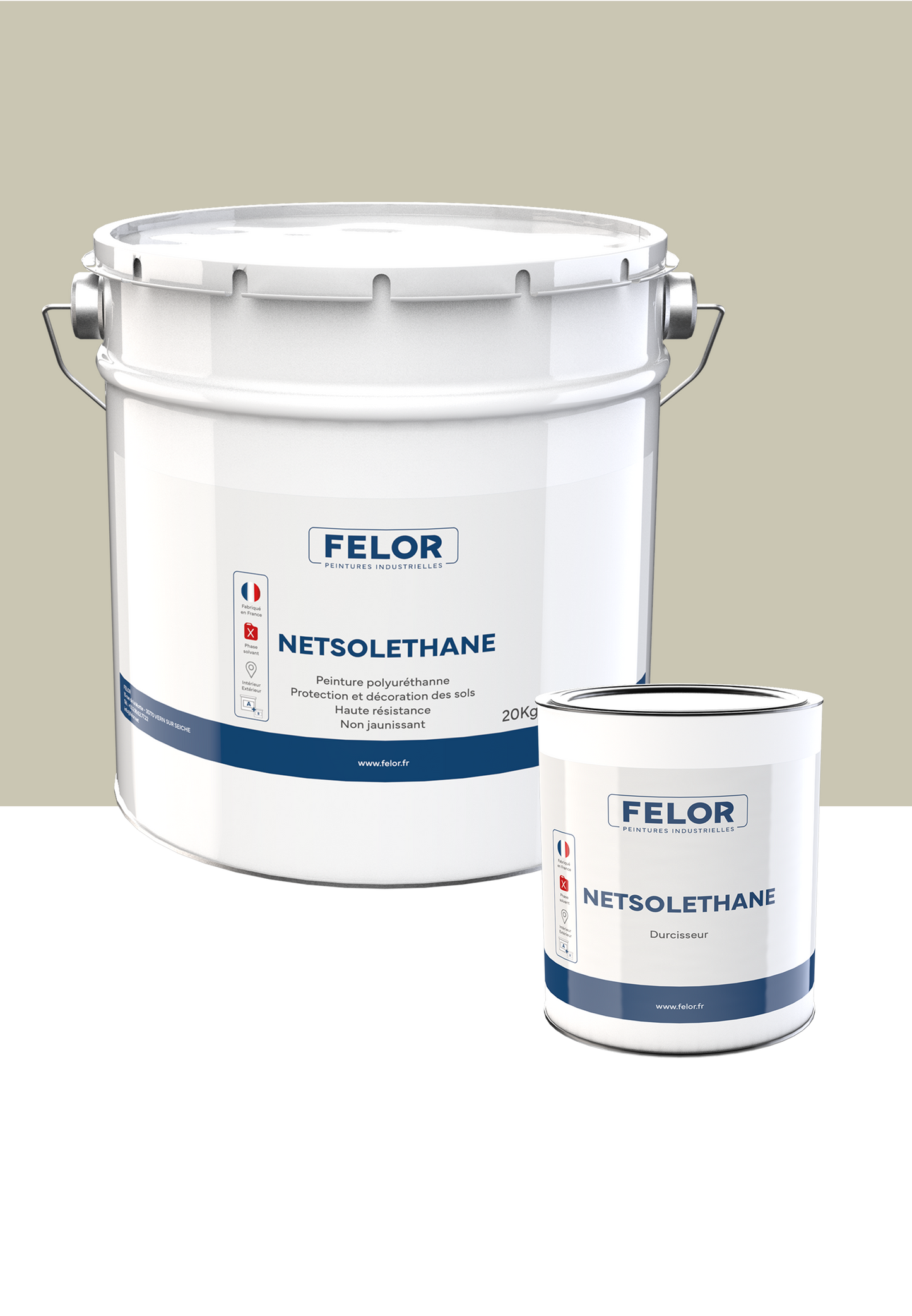 Peinture sol bi-composant polyuréthane RAL7032 - NETSOLETHANE
