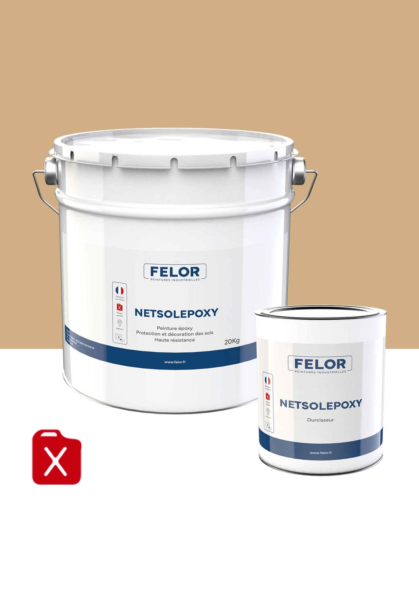Peinture sol époxy intérieur - trafic intense - RAL1001 -  NETSOLEPOXY