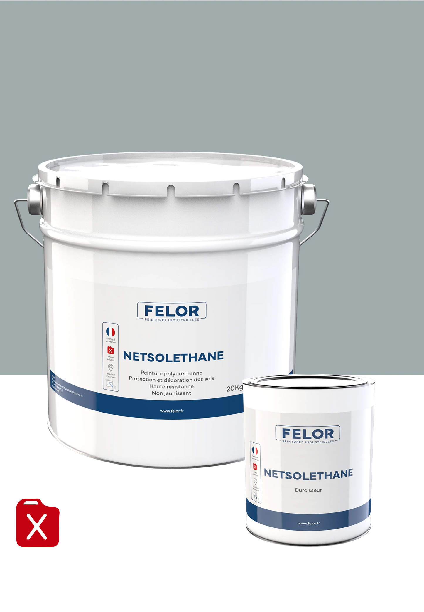 Peinture sol PU intérieur & extérieur - trafic intense - Gris 7040 - NETSOLETHANE