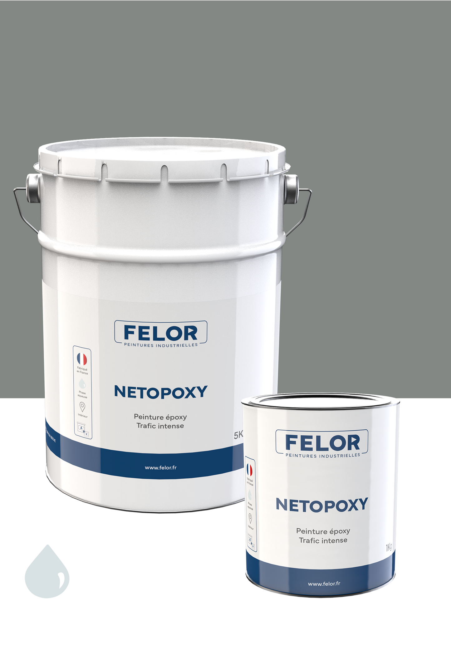 Peinture sol époxy intérieur,  garages, parkings, ateliers Gris ciment - NETOPOXY