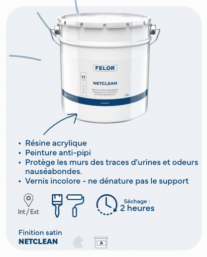 Peinture anti-urine et hydrophobe contre la dégradation des murs - NETCLEAN