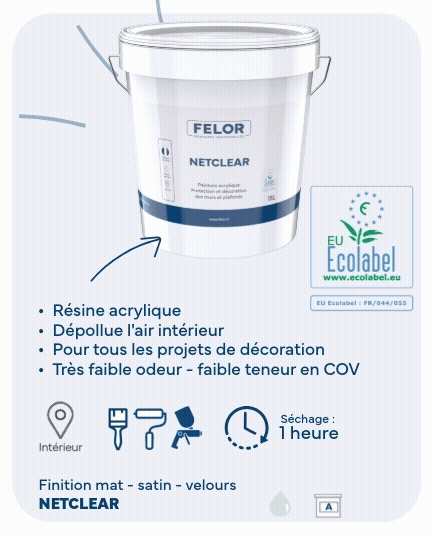 Peinture de finition Ecolabel pour murs et plafonds intérieur - NETCLEAR