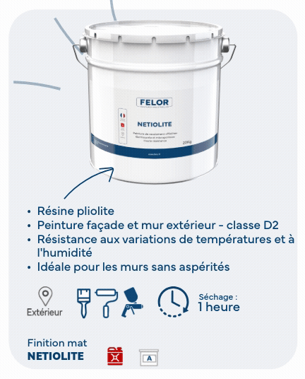 Peinture pour façade à base de résine pliolite toutes teintes - NETIOLITE