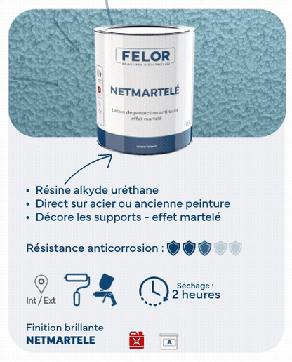 Peinture laque de finition anticorrosion à effet martelé - NETMARTELE