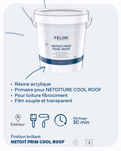 Primaire toiture fibrociment pour NETOITURE COOL ROOF - Blanc - NETOIT PRIM COOL ROOF