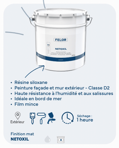 Peinture façade D2 siloxane hydrofuge - Blanc - NETOXIL