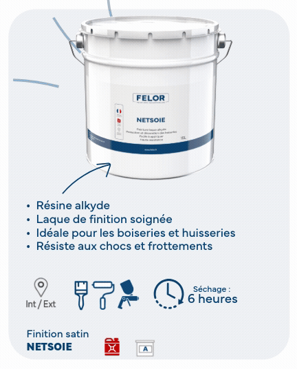 Peinture laque satinée microporeuse pour boiseries - Blanc - NETSOIE