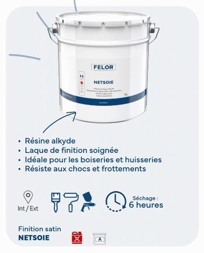 Peinture laque microporeuse pour boiseries int / ext - Blanc - NETSOIE