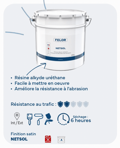 Peinture sol intérieur & extérieur - trafic léger - Gris 7040 - NETSOL