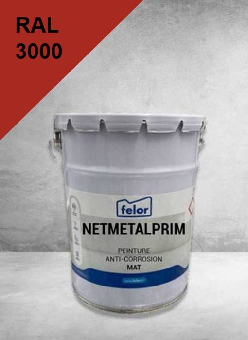 Peinture antirouille mate RAL 3000 - NETMETALPRIM