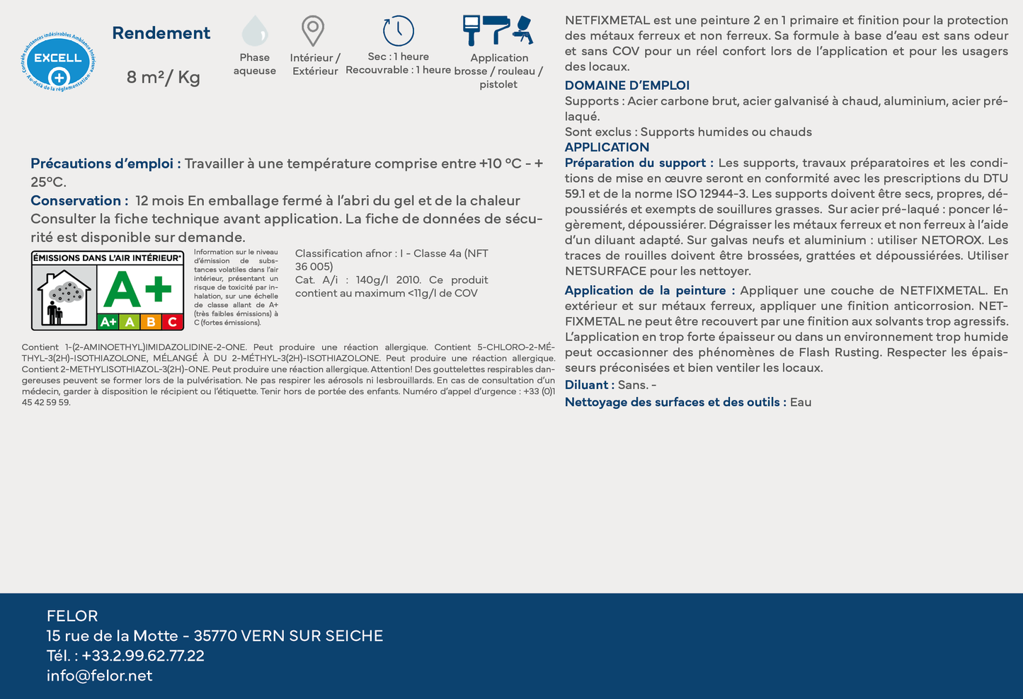 Peinture 2 en 1 primaire et finition de protection des métaux - NETFIXMETAL