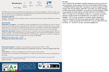 Peinture hygiène mur et plafond intérieur pour hôpitaux, laboratoires, écoles, vestiaires - NET MED