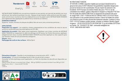 Peinture 2 en 1 impression et finition isolante pour murs abîmés, plafonds, boiseries - Blanc - NETMUR SANS TENSION