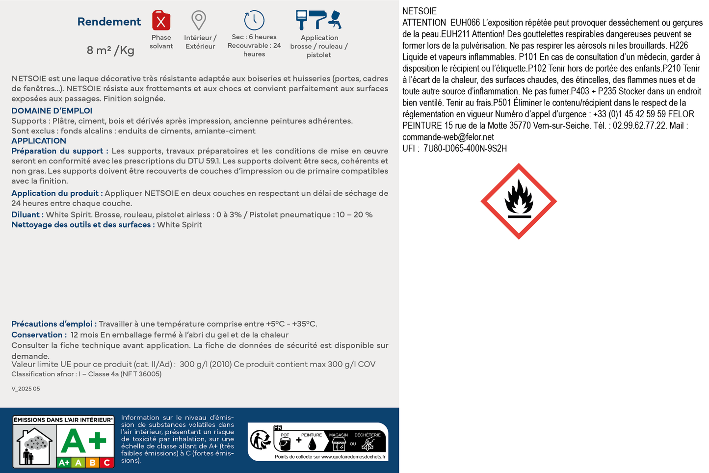 Peinture satinée microporeuse pour boiseries Toutes teintes - NETSOIE