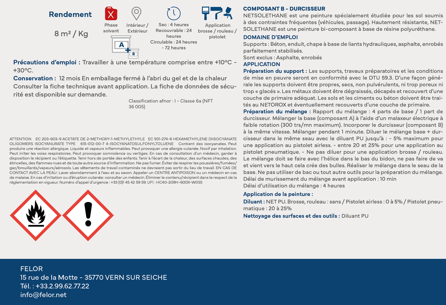 Peinture sol bi-composant polyuréthane Toutes teintes - NETSOLETHANE