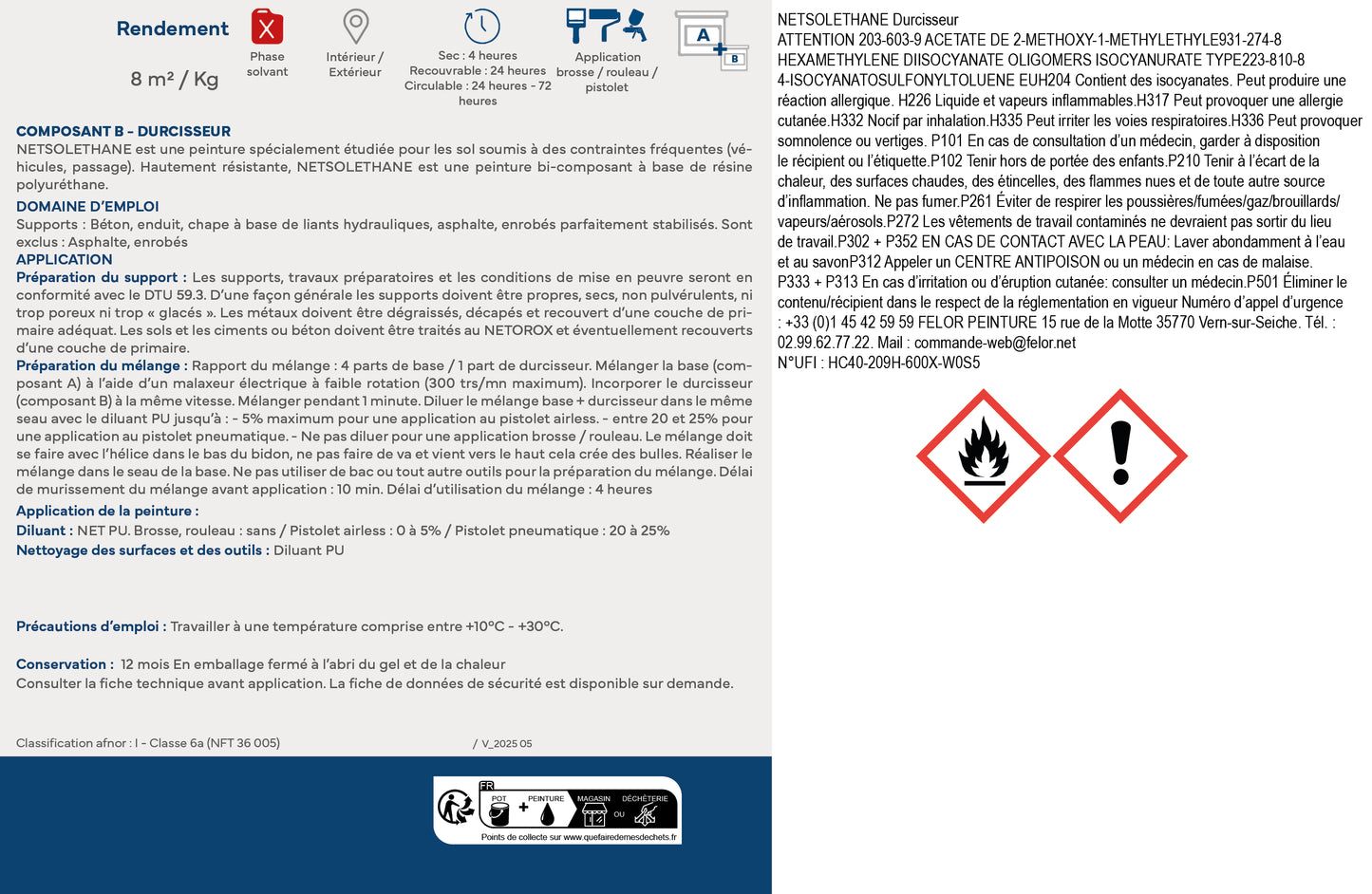 Peinture sol PU intérieur & extérieur - trafic intense - NETSOLETHANE