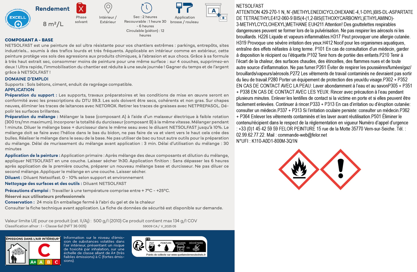 Peinture sol séchage rapide intérieur & extérieur - trafic intense - NETSOLFAST