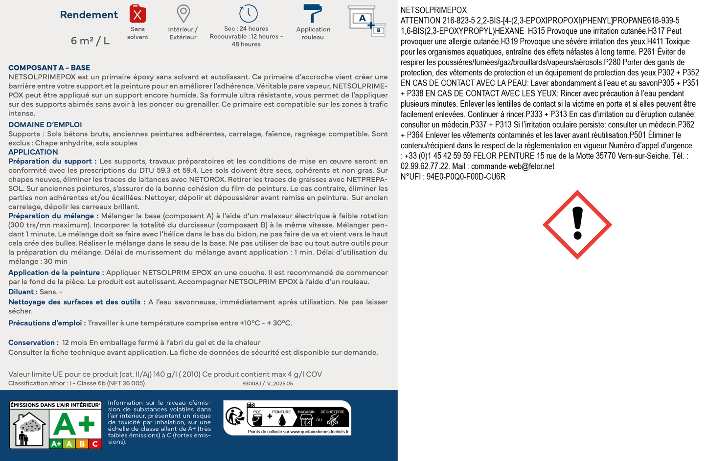Primaire sol époxy multi supports intérieur et extérieur - NETSOLPRIMEPOX