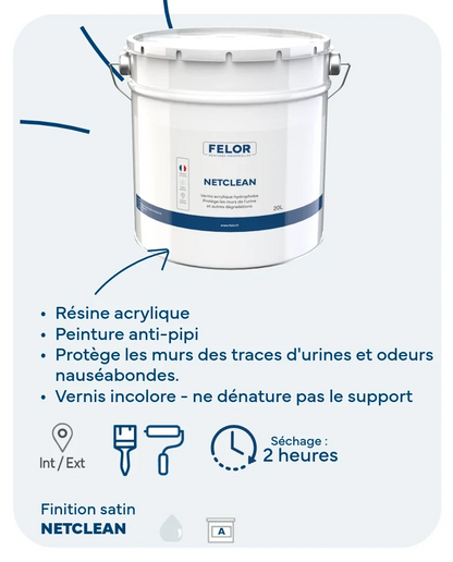 Peinture anti-urine et hydrophobe contre la dégradation des murs - NETCLEAN