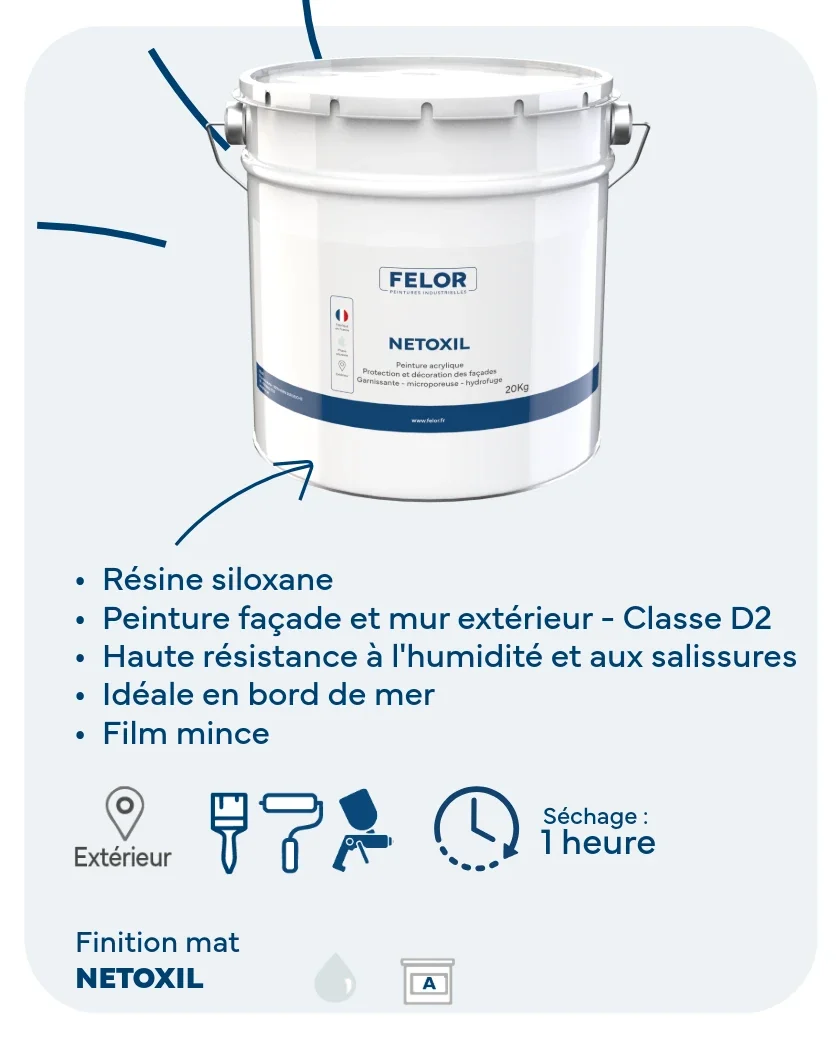 Peinture façade D2 siloxane hydrofuge - NETOXIL