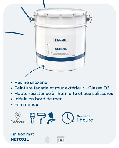 Peinture façade D2 siloxane hydrofuge - NETOXIL